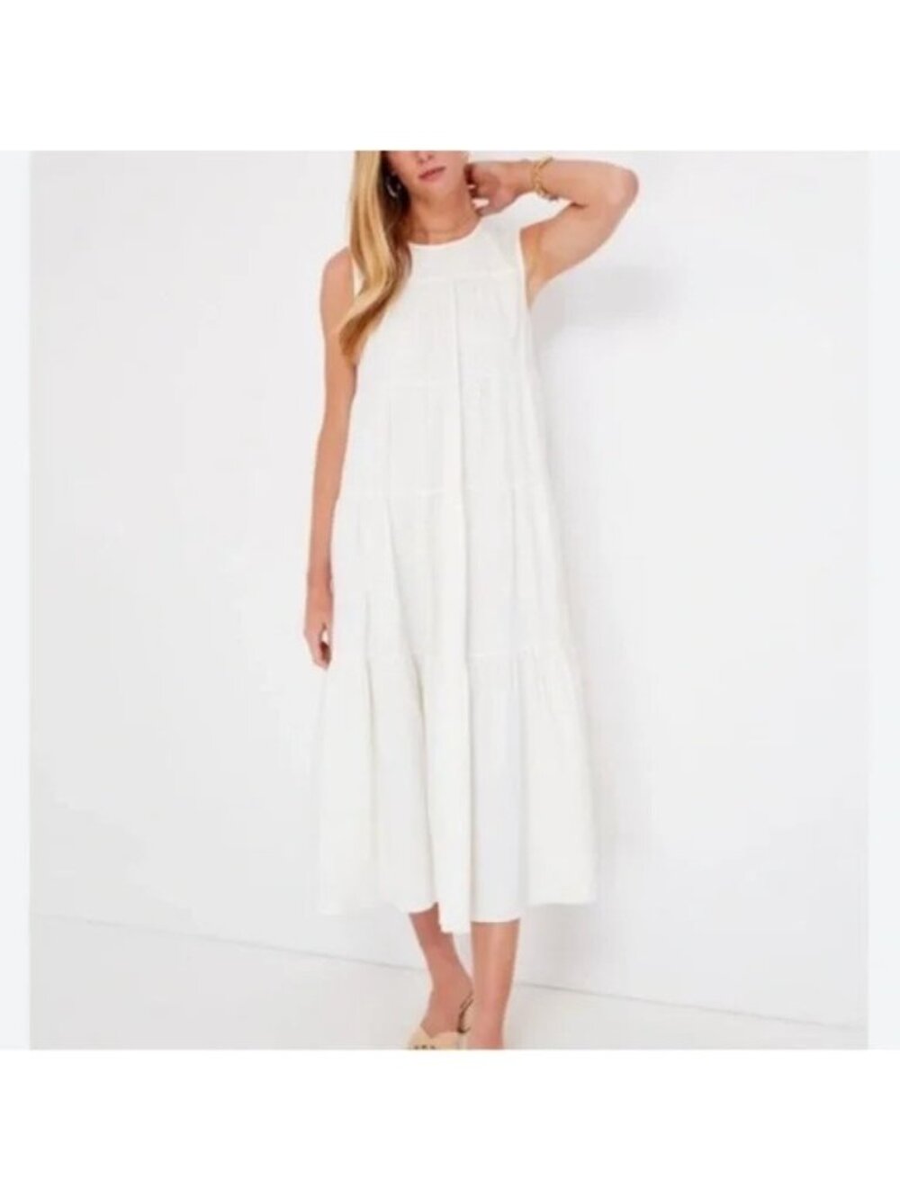Pomander Place by Tuckernuck White Sleeveless Carmen Maxi Dress XXS 2XS Cotton